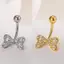 PNPIA- Thời Trang Zircon Bướm Bụng Nút Nhẫn Sáng Bóng Pha Lê Nơ Rốn Xuyên Cho Nữ Bé Gái Gợi Cảm Bụng Đi Biển Trang Sức Quà Tặng