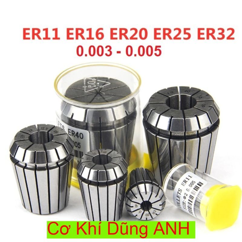 Collet ER11 Dung sai 0.003 - 0.005 hàng Đài Loan dùng kẹp dao phay phù hợp gia công độ chính xác cao