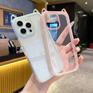 Ốp lưng trong suốt tai mèo màu kẹo Dopamine Thích hợp cho iphone17promax Apple 16 Vỏ điện thoại chống sốc 15