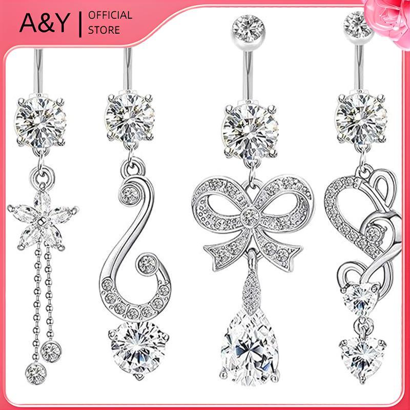 A & Y Giả Bụng Nhẫn Không Xuyên Rốn Bụng Nút Pha Lê Sụn Kẹp Trên Bông Tai Phụ Kiện Trang Sức Cơ Thể.