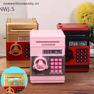 MỚI 1 Mảnh Công Cụ Bảo Quản Mini Tự Động Trẻ Em Heo Đất An Toàn Đồng Tiền Gửi Tiền Mặt Hộp Mật Khẩu Tương Tác Gia Đình ATM Heo Đất SKY