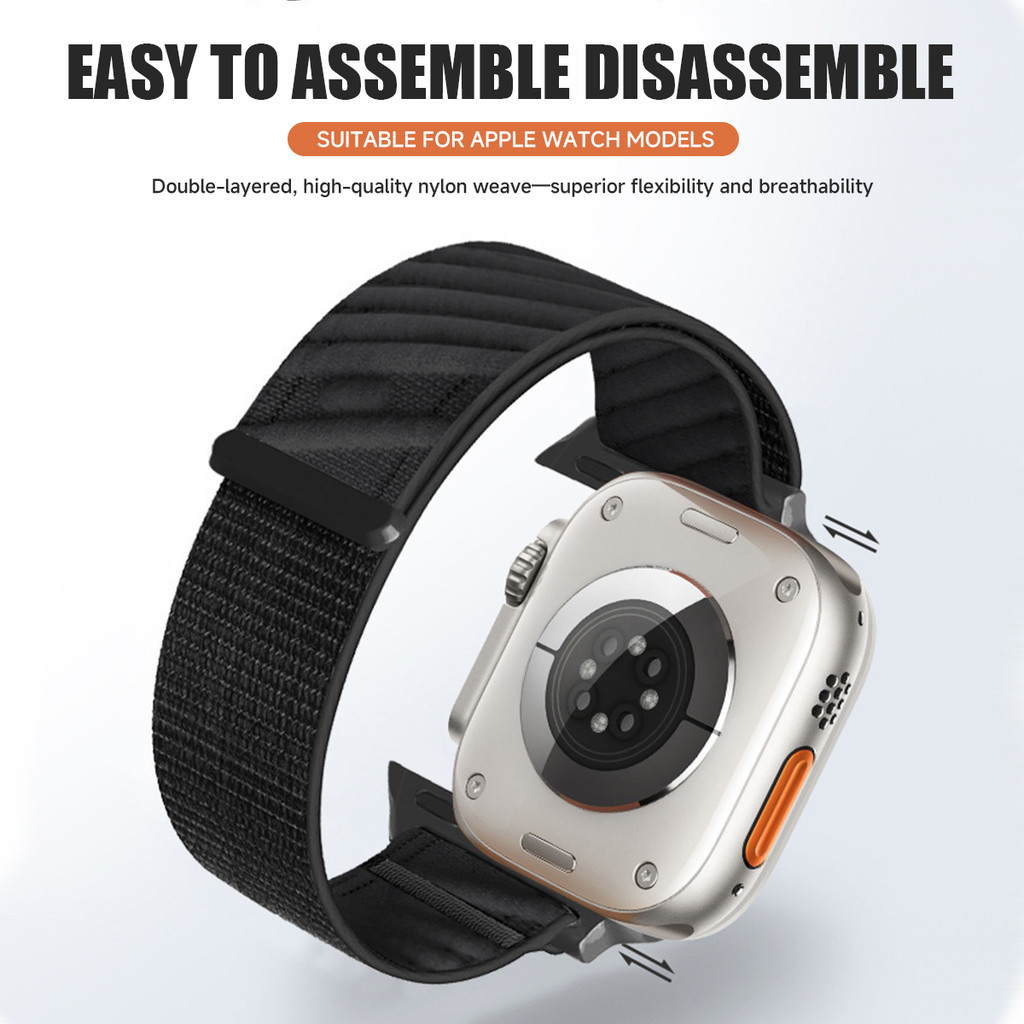 Dây đeo vòng Nylon tương thích cho Apple Watch Series 11 / 10 46mm 42mm Ultra3 / 2 / 1 49mm 45mm 44mm 41mm 40mm 9 8 7 6 SE3 5