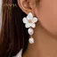 PNPIA- Bông Tai Thả Hoa Baroque Cho Nữ Giả Ngọc Trai Thiết Kế Trắng Tuyên Bố Bông Tai Cho Quà Tặng Lễ Tình Nhân