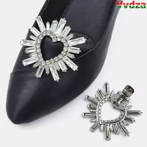 VVDZA Trang Trí Giày Kẹp, Đám Cưới Cô Dâu Kim Cương Giả Sáng Bóng Kẹp, Kẹp Thủy Tinh Pha Lê Cao Gót Có Thể Tháo Rời Hoa Charm Khóa Nữ