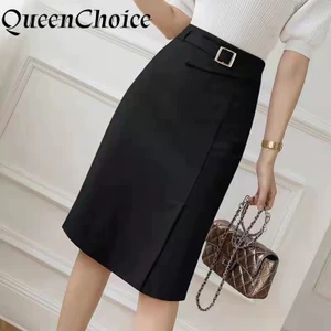 Chia Váy Nữ Chắc Chắn Đen Bút Chì Váy Nữ Cao Cấp Công Sở Mặc Bodycon Midi Váy