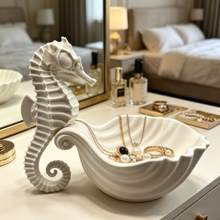 Khay đựng đồ hình cá ngựa SENRTY, Đế trưng bày trang sức bằng nhựa in 3D, Giá đựng mỹ phẩm ổn định trang trí dễ thương đa chức năng Máy tính để bàn
