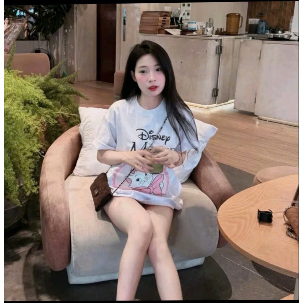 （Giao hàng 24h）Angela Áo Phông Nam Nữ Form Rộng In Mèo marie nơ hồng siêu xinh, cotton hai chiều basic phối đồ siêu dễ