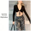 Milyfashion Ngắn Top Ren Dài Tay T Pure Desire Mỏng Hơn Nhìn Mỏng Ngọt Ngào Y2K AVJH