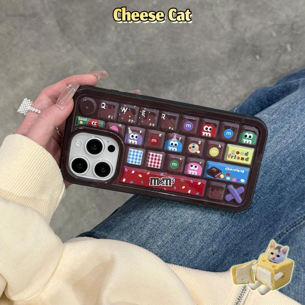 Ốp Điện Thoại Bàn Phím 3D Chocolate Bean Cho iPhone 15 13 14 11 12 16 17 Pro Max Giảm Căng Thẳng Vỏ Điện Thoại