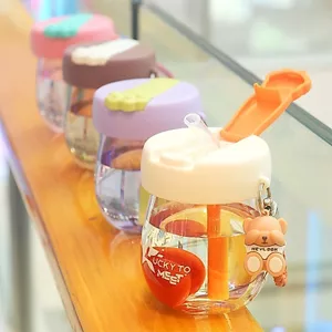 Siêu Dễ Thương Cốc Nước Cô Gái Giá Trị Cao Người Ảnh Hưởng Di Động Học Sinh Trẻ Em Cốc Nhựa Với Búp Bê Hoạt Hình Rơm Cốc 26.3.22