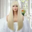 Thời Trang Golden Bangs Dài Thẳng Tóc Giả Sợi Hóa Chất Chịu Nhiệt Độ Cao Chất Liệu Full Mũ Thích Hợp Cho Mặc Hàng Ngày