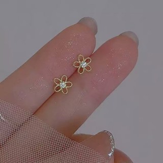 S925 Bạc Kim Bông Tai Hoa Thời Trang Đơn Giản Nữ Trang Sức Quà Tặng Hàng Ngày