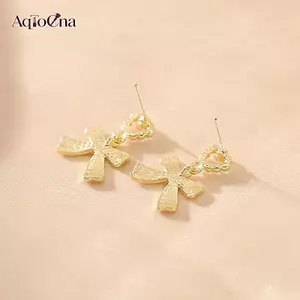 AqToCna Bông Tai Hàn Quốc Trang Sức Thời Trang Grace Dễ Thương Ngọt Ngào Giả Ngọc Trai Nơ Bông Tai Nữ Bông Tai Pendientes AqToCna
