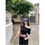 Cổ áo chéo phong cách cay ngọt ngào lệch vai Hot Girl ngắn rốn hàng đầu phong cách Hàn Quốc mùa hè Sản phẩm mới Áo thun màu xám thông thường