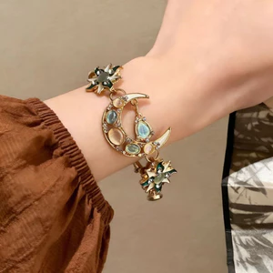 Phong Cách Cung Điện Retro Vòng Tay Lưỡi Liềm Nữ Bohemian Phong Cách Dân Tộc Đá Quý Vòng Tay Thiết Kế Cổ Vòng Tay Phù Hợp Với Hợp Thời Trang