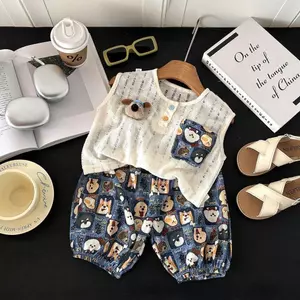 Bộ đồ thời trang thông thường thoáng khí cho bé trai (90-140) phiên bản Hàn Quốc