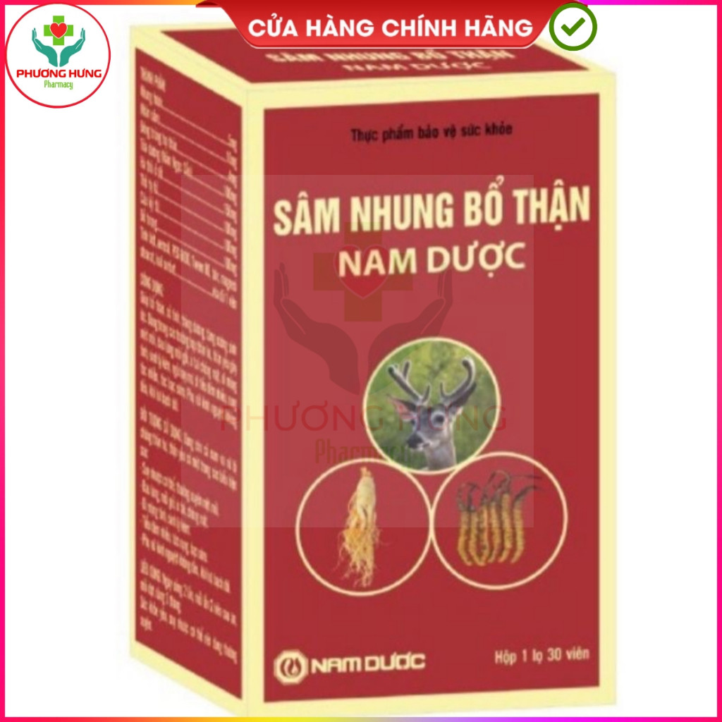 Sâm Nhung Bổ Thận Nam Dược Giúp Giảm Đau Lưng, Mỏi Gối, Thận Yếu, Ngủ Kém, Tiểu Đêm- Hộp 30 Viên