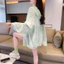 Áo khoác chống nắng nhẹ bằng lụa băng màu hồng có dây buộc gradient, áo cardigan mỏng dáng rộng và thoáng khí có mũ trùm đầu dành cho nữ