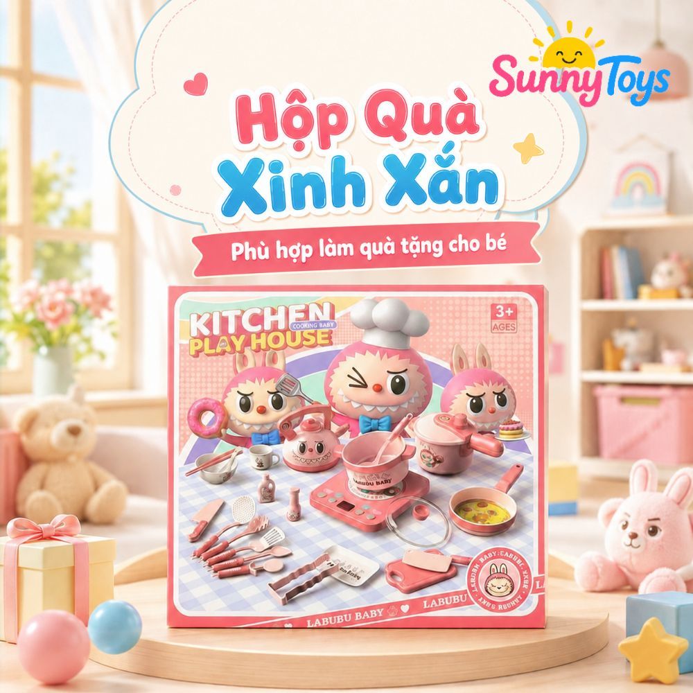 Bếp Mini SunnyToys Hình Gấu Labubu - Đồ Chơi Nấu Ăn Có Âm Thanh Cho Bé Siêu Dễ Thương