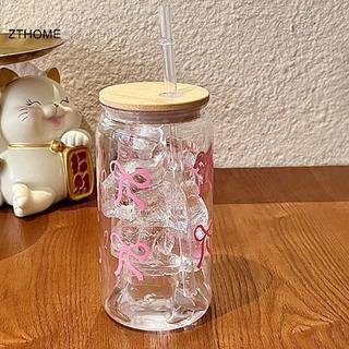 ZTHOME Nơ Thủy Tinh Dễ Thương Cốc Nước Hoạt Hình Nơ Cốc Thủy Tinh Sọc Dễ Thương Doodle Cà Phê Cốc Hộ Gia Đình Trà Trái Cây Nước chanh Bé Gái Quà Tặng HOT