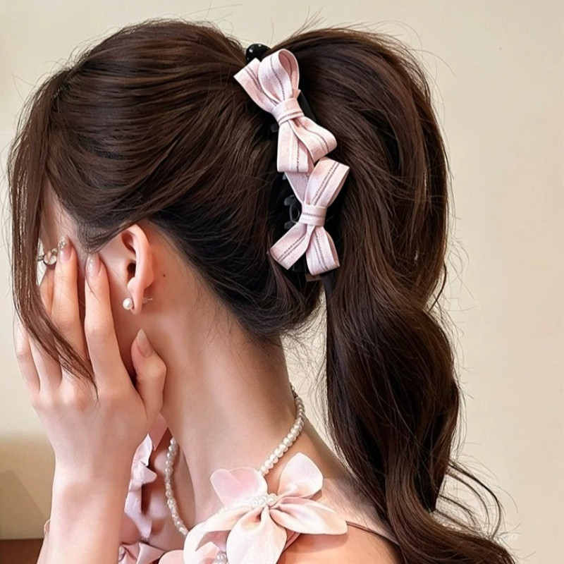 Kẹp Tóc Nơ Màu Hồng Người Phụ Nữ Hàn Quốc Tất Cả Trận Đấu Cao Cấp Kẹp Tóc Chuối