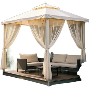 Rèm lưới Polyester ngoài trời có túi thanh cho sân Pergola và khu vực Gazebo