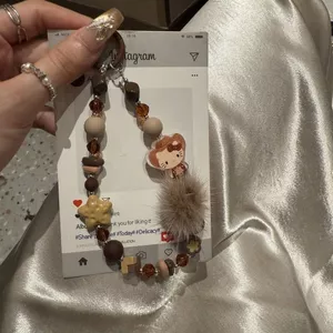 Retro Ngôi Sao Hairball kitty Dây Xích Điện Thoại Di Động Đính Hạt Dây Móc Khóa ccd Túi Máy Ảnh Dây Xích