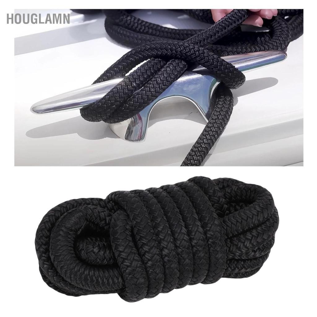 houglamn OPPWONG Dock Line Đôi bện nylon 3/8 Inch X 15ft Dây thuyền cường độ cao cấp hàng hải cho 12in Lỗ gắn Thuyền buồm nhỏ Pontoons Tàu cao tốc Cabin và Thuyền đánh cá (Màu đen)