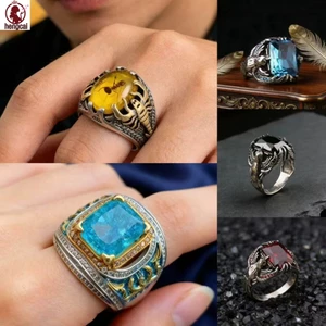 Nhẫn Đá Quý Nhiều Màu Sắc Hợp Thời Trang - Trang Sức Thời Trang Nam Cá Tính