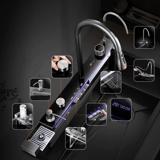 Chậu Rửa Bát 1 Hố Thông Minh inox 304 vật liệu Cao Cấp đa chức năng hiển thị nhiệt độ Full Phụ Kiện Sang Bảo hành 2 năm