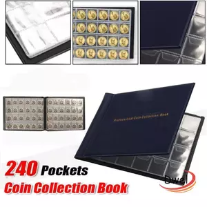 Giá đỡ bộ sưu tập tiền xu DWEL, 240 túi lưu trữ bộ sưu tập tiền xu PVC, Quà tặng album xu chất lượng cao 10 trang Album sưu tập tiền xu dành cho người sưu tập