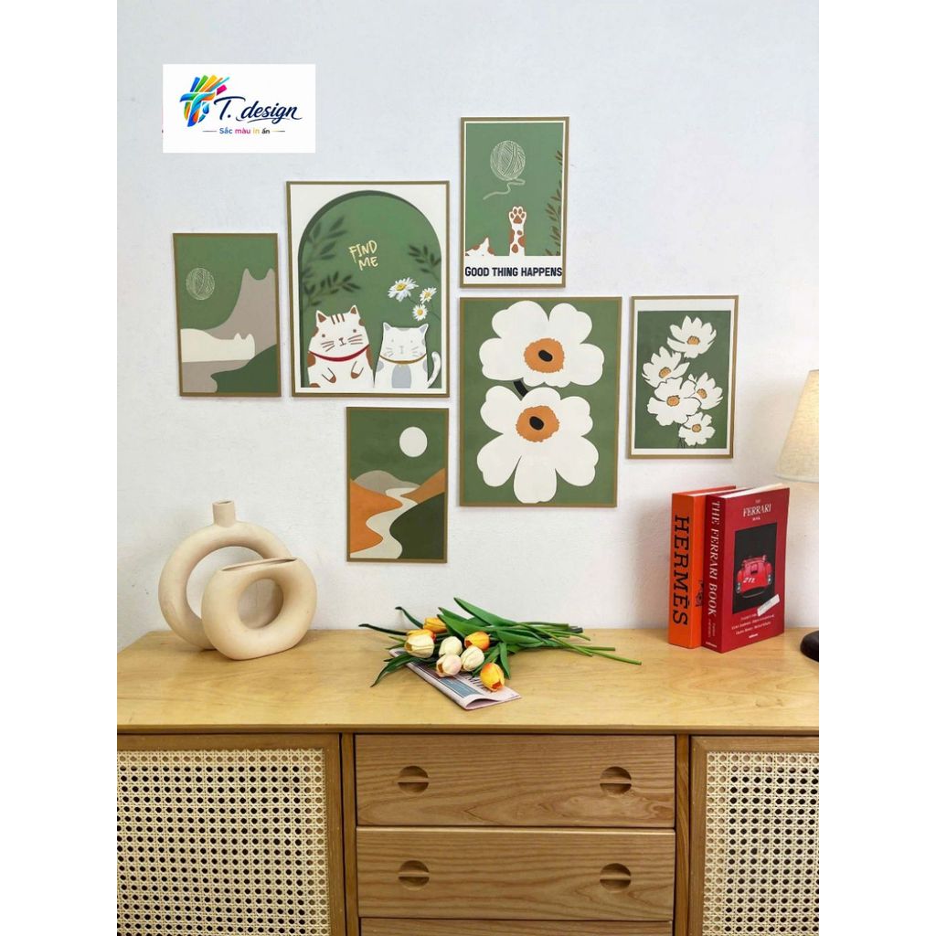 SET 6 Tranh Dán Tường Nhiều Mẫu Hiện Đại, Dễ Thương , Decor Phòng Khách, Phòng Ngủ, Spa, Phòng Nail, Mi - T.Design