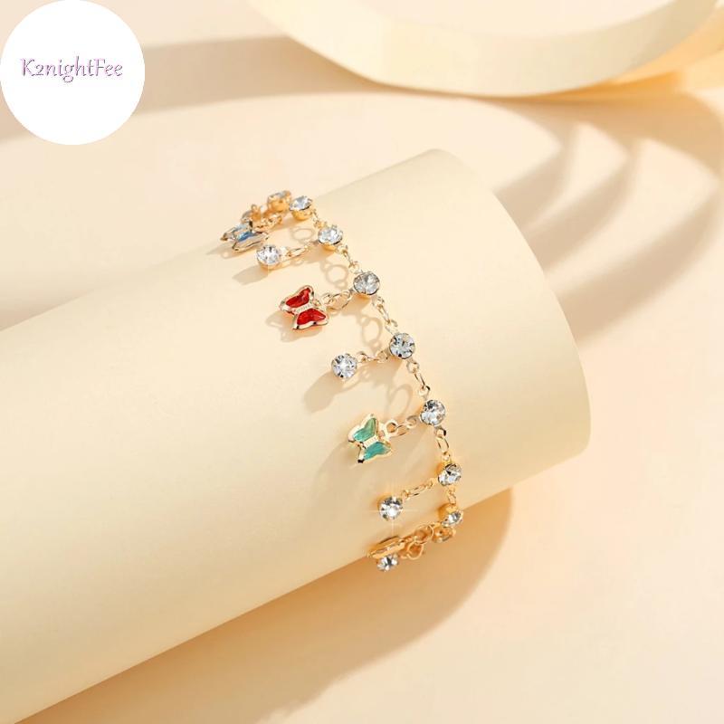 K2nightFee Thời Trang Bướm Màu Treo Kim Cương Mắt Cá Chân Dây Xích Dành Cho Nữ Bé Gái Lấp Lánh Kim Cương Giả Vòng Chân Hoàn Hảo Cho Mùa Hè Bãi Biển Quà Tặng VN
