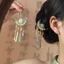 {Flower Knocking Jade Jing} Mới Phong Cách Trung Hoa Ngọc Trai Tua Rua Kẹp Tóc Bên Dân Tộc Cổ Nữ Lược Chải Tóc Chèn Lược Phụ Kiện Tóc