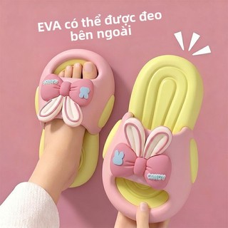 Dép lê thỏ nơ cho bé gái - Dép EVA đế dày chống trượt, đi trong nhà và ngoài trời mùa hè