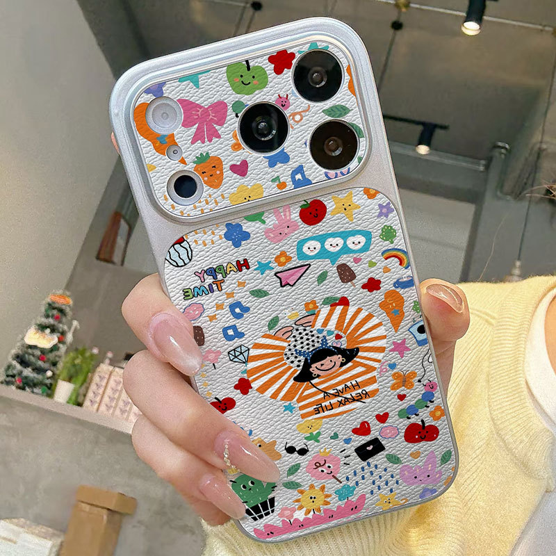 Ốp lưng iPhone Họa tiết da mạ họa tiết cô gái mùa hè iPhone 17 16 15 14 13 12 11 Pro Max Plus Max