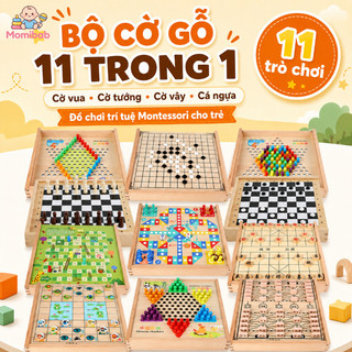 Bộ cờ gỗ 11 trong 1 – Cờ vua, cờ tướng, cờ vây, cá ngựa – Đồ chơi trí tuệ Montessori – Rèn luyện trí não cho trẻ