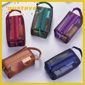Túi lưu trữ lưới vuông GUSTAVA, Ví đựng tiền xu có dây kéo Mini dung tích lớn thoáng khí, Túi đựng mỹ phẩm nhẹ di động
