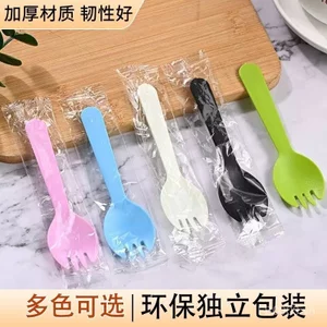 Salad Thìa Câu Cá Độc Lập Dùng Một Lần Dĩa Kem Thìa Bánh Bao Bì Món Tráng Miệng Trái Cây Dày Takeaway Nhựa T6JD