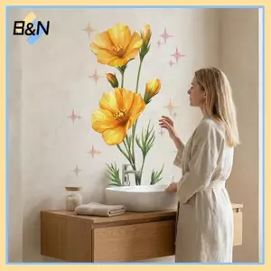 B & N Phòng Ngủ Tường Stiers Hoa Hướng Dương Màu Nước Phong Cách Phòng Trẻ Em Đề Can Dán Tường Có Thể Tháo Rời Dễ Dàng Áp Dụng Trang Trí Nhà Cửa Cho Tường Mầm Non.