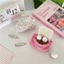 Túi lưu trữ tai nghe chăn bông FUHUIOT, Chấm bi màu tương phản Nút chụp mini Ví đựng tiền xu, Hộp đựng thẻ hoa mini nhẹ thời trang Sử dụng hàng ngày