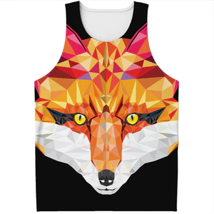 Dễ thương Fox 3D Tank Top Unisex, Áo thun động vật không tay mùa hè, Nhanh khô mềm thoáng khí Áo thường ngày