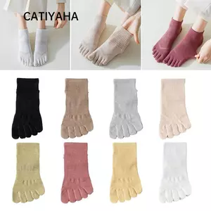 CATIYAHA 1 Đôi Tất Năm Ngón Tay, Với Ngón Tay Riêng Biệt Tất Ngón Chân Chống Trơn Trượt, Vớ Nữ Cotton Màu Trơn Thoáng Khí Mềm Mại Mùa Hè