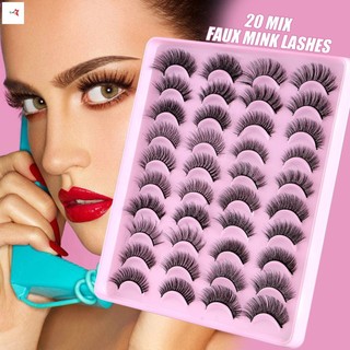 Wispy Fluffy Long D Volume Lông Mi Giả - 20 Cặp Trang Điểm DIY