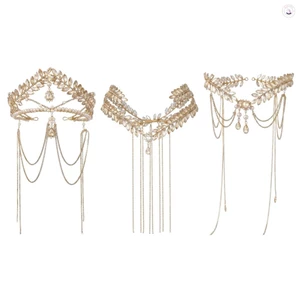 Cô dâu vàng pha lê Fringe-Tiara Headband Phụ kiện đám cưới dành cho nữ