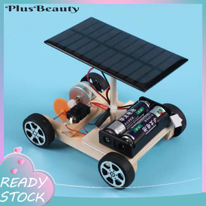 < Pluscloth > Đồ chơi mô hình xe đua lắp ráp Dễ lắp ráp bằng gỗ DIY Mini Solar Racing Car dành cho trẻ em