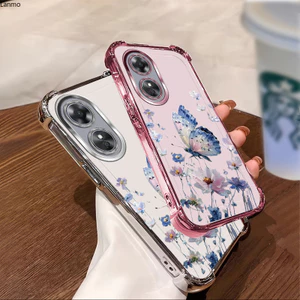 Thích hợp cho OPPO A17 A17K A18 A38 A58 A78 4G 5G A98 A97 Vỏ điện thoại chống sốc mạ điện hình con bướm cho bé gái Vỏ bảo vệ mềm TPU cho