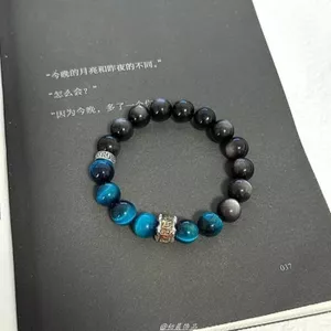 Mới Phong Cách Trung Hoa Retro Bạc Obsidian Mắt Hổ Đá Đính Hạt Vòng Tay Nữ Cao Cấp Tinh Tế Mát Tay Trang Sức