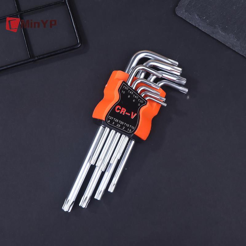 CMinYP 9 Cái Torx Star Cờ Lê Bộ Allen Phím Lục Giác Cờ Lê Đầu Kép Loại L Tuốc Vít Ngôi Sao Dụng Cụ Sửa Chữa Tay Cho DIY Sửa Chữa Nhà Vinh Quang