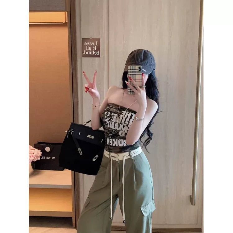 Milyfashion Áo Top Mỏng In Chữ, Thiết Kế Slim-Fit, Phù Hợp Mùa Hè